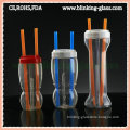 700/900/1100ml Plastic Yard Glass with double straw